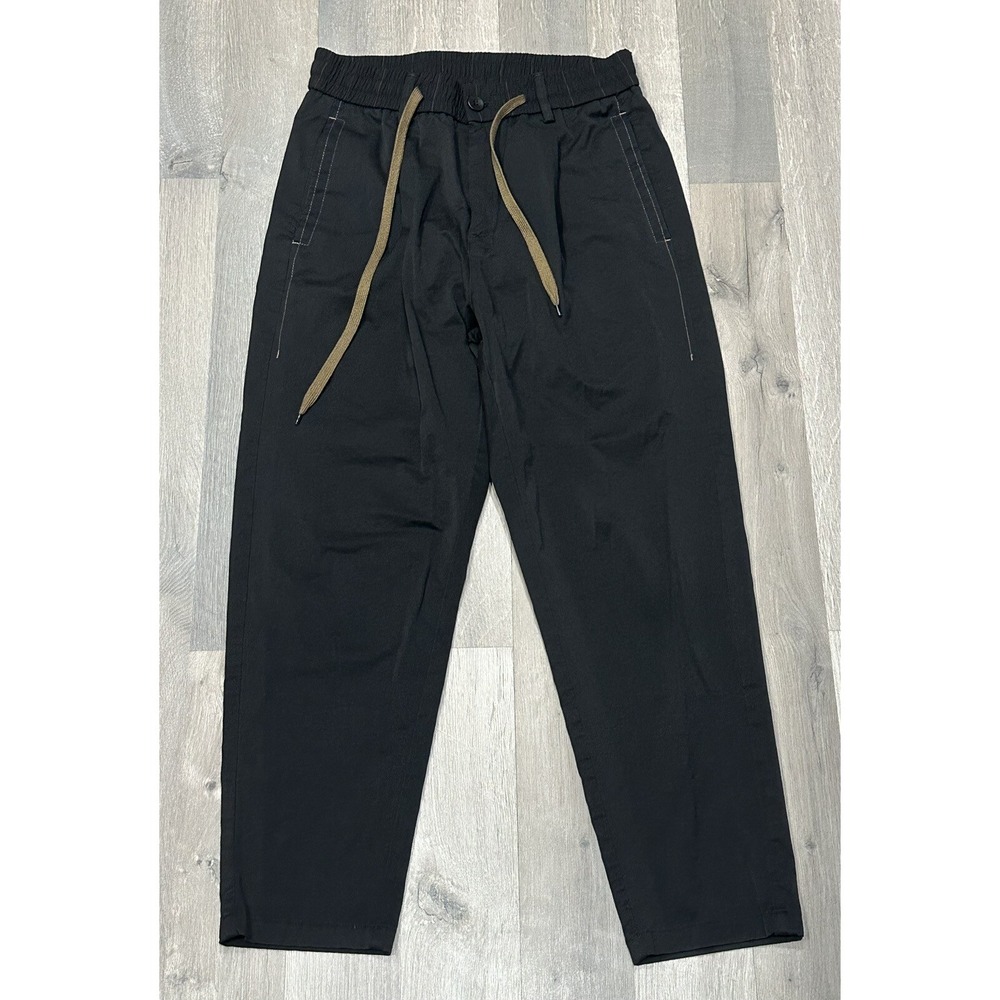 Congr Men's Drawstring Tapered-leg Elastic Waist Pants Black - Size 30x24